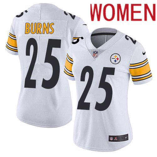 Women Pittsburgh Steelers 25 Artie Burns Nike White Vapor Limited NFL Jersey